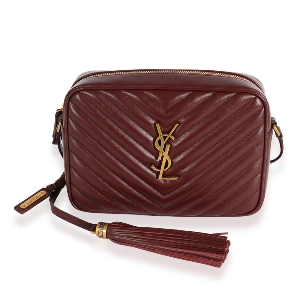 Saint Laurent Burgundy Matelassé Leather Lou Camera Bag